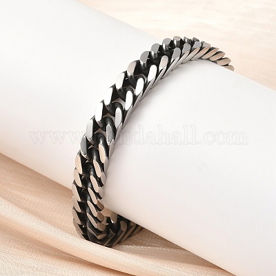 Браслеты из кубинской цепочки из нержавеющей стали 304 для мужчин и женщин BJEW-D367-01-1