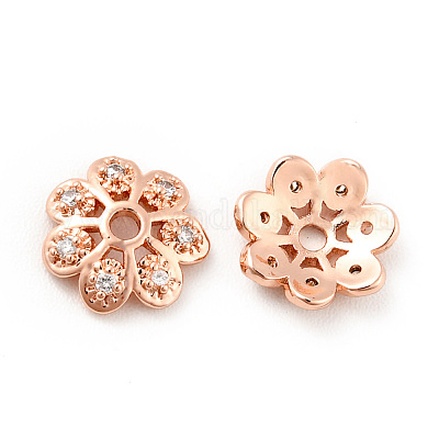 Колпачки для бусин из прозрачного кубического циркония из латуни KK-G425-05A-1