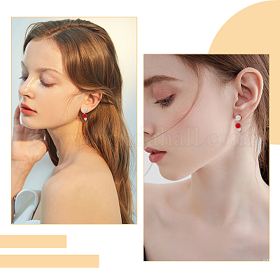 5 пара круглых сережек-гвоздиков с натуральным жемчугом KK-HY0001-79-1