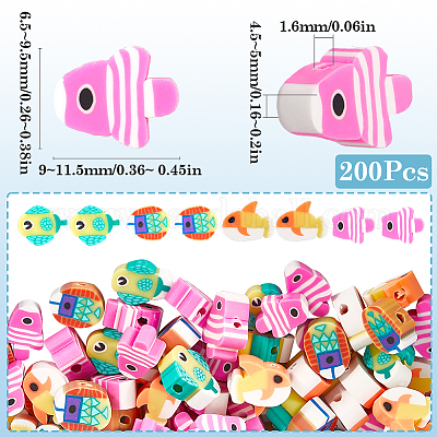 5 прядь бусины из полимерной глины ручной работы CLAY-SC0002-22-1