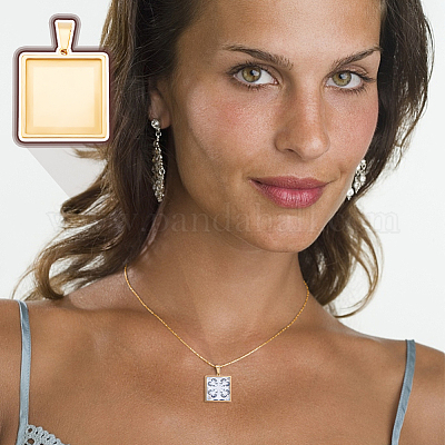 Набор для изготовления пустого квадратного кулона своими руками DIY-UN0005-45-1