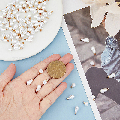 100 шт. 2 стиля пластиковых подвесок с имитацией жемчуга KK-FH0006-95-1