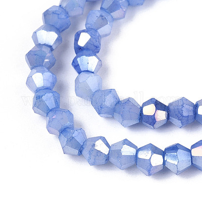 Граненые гальванические непрозрачные стеклянные бусины GLAA-T025-4mm-09I-1