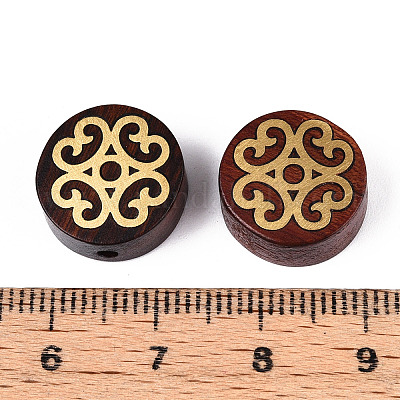 Натуральные сандаловые бусины и латунные бусины WOOD-T032-33B-1