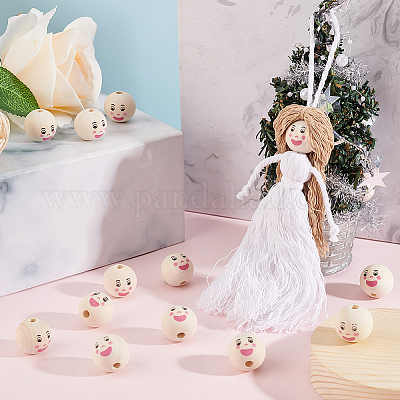 40шт деревянные европейские бусины с принтом WOOD-OC0003-55-1