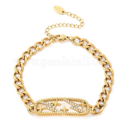 Браслеты из нержавеющей стали 304 прямоугольник BJEW-R011-01G-01-1