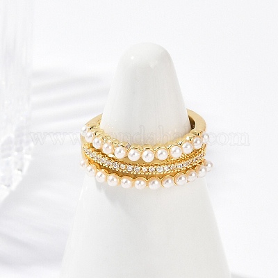 Открытые манжеты из латуни с микропаве и прозрачным фианитом RJEW-G343-05G-1