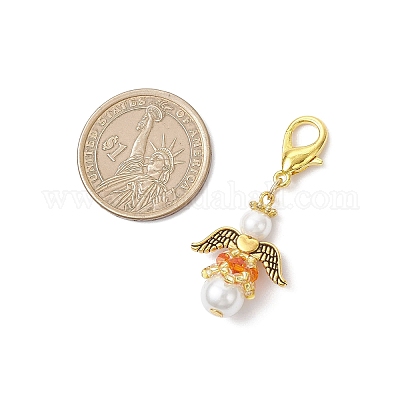 8 шт. подвесные украшения из стеклянного жемчуга и стекла в виде ангела HJEW-MZ00384-1