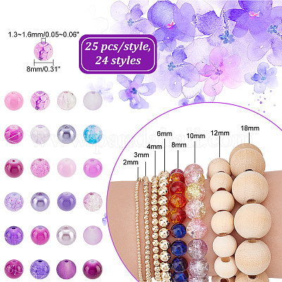 purple glass beads round bracelet spacers