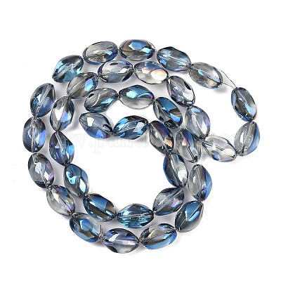 Нити из гальванизированных стеклянных овальных бусин EGLA-F026-A12-1