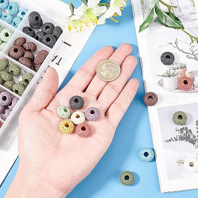 4 нить бусины из натурального вулканического камня G-NB0001-52B-1