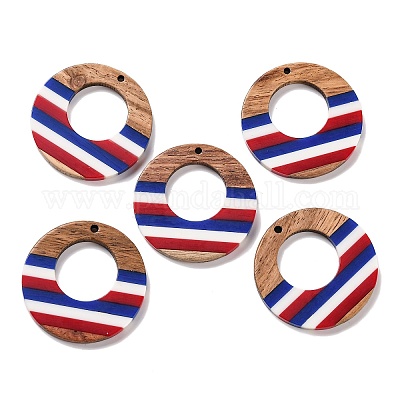 Подвески из непрозрачной полосатой смолы и орехового дерева в честь Дня независимости RESI-U010-02J-1