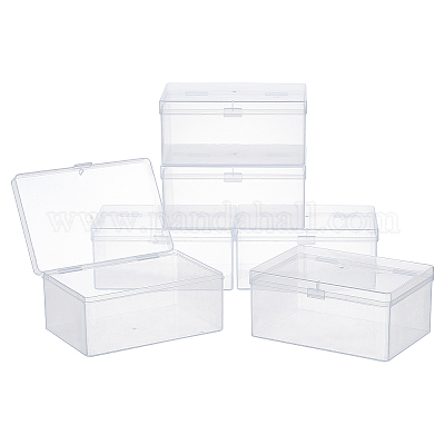 Wholesale SUPERFINDINGS 6 Pack Clear Plastic Beads Storage Containers Boxes  with Lids 12.2x8.3x5.5cm Small Rectangle Plastic Organizer Storage Cases  for Beads Jewelry Office Craft 