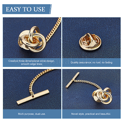 Tie Tack Clutch With Chain 10mm Gold Plated (1-Pc)