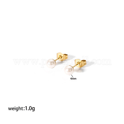 Элегантные серьги-гвоздики с искусственным жемчугом из нержавеющей стали 304 NB5919-1-1