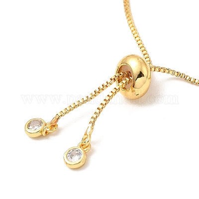 Браслеты-цепочки из латуни с кубическим цирконием с регулируемой стойкой X-BJEW-A132-01G-1