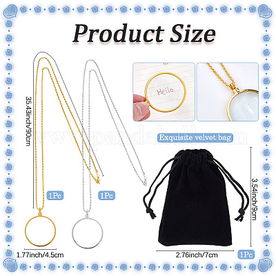 2 шт. 2 цвета плоские круглые стеклянные увеличительные подвески-ожерелья NJEW-SP0001-02-1