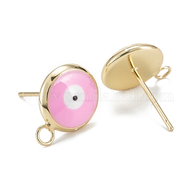 Серьги-гвоздики из экологически чистой латуни с эмалью KK-H761-02G-E-1