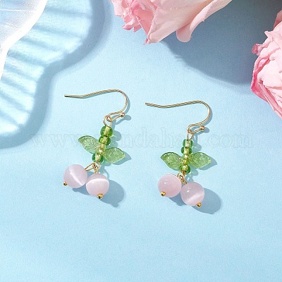 Глаза кота болтающийся серьги EJEW-JE06492-02-1