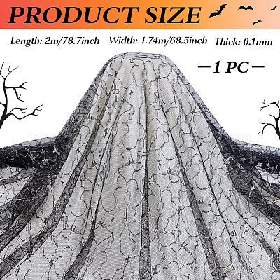 Полиэстеровая сетчатая ткань на тему Хэллоуина DIY-WH0622-367A-1