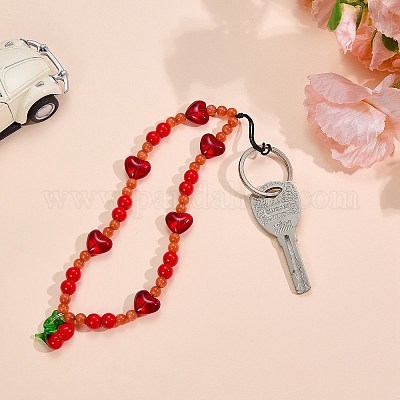 Ремешки для мобильных телефонов с кошачьим глазом и акриловыми бусинами HJEW-SW00137-02-1