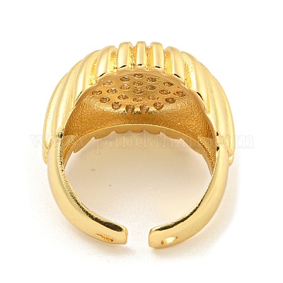 Круглая широко открытая манжета с прозрачным кубическим цирконием RJEW-L121-006G-1