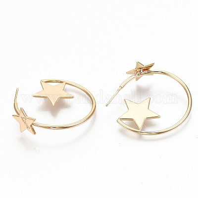 Полукруглые серьги-кольца из латуни KK-T062-35G-NF-1