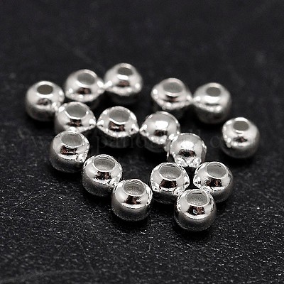 925 Sterling Silver Beads, Seamless Round Beads, Silver, 3mm, Hole:  1~1.2mm, about 377pcs/20g