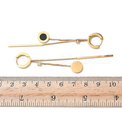 Серьги-кольца с кисточками из нержавеющей стали 304 с кристаллами и стразами EJEW-G453-02G-1