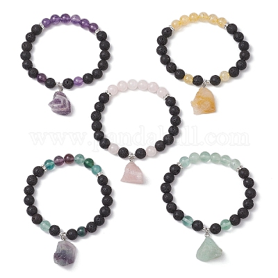 Браслеты из бисера из натуральных драгоценных камней для женщин BJEW-JB11476-1