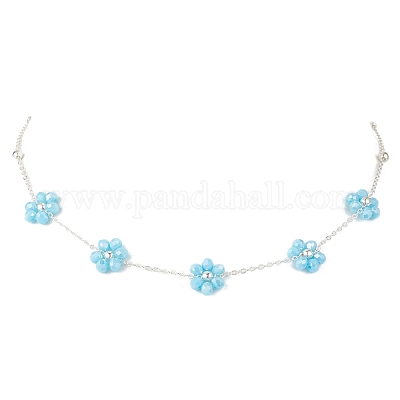 Наборы браслетов и ожерелий из цветочного стекла для женщин SJEW-JS01319-1