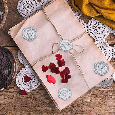 50 шт. 2 стиля самоклеящиеся восковые наклейки в виде розы и сердца DIY-CP0010-23A-1