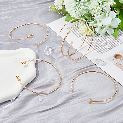 4шт. 4 стиля железный браслет с тремя петлями из проволоки BJEW-FI0001-19-1