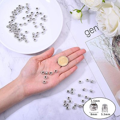 100pcs/lot Retro Tibetan Antique Silver Gold Spacer Beads for Jewelry Making  DIY Charms Beaded Bracelet