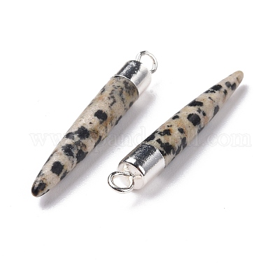 Подвески из натуральной кунжутной яшмы с заостренными концами из латуни G-B025-02P-15-1