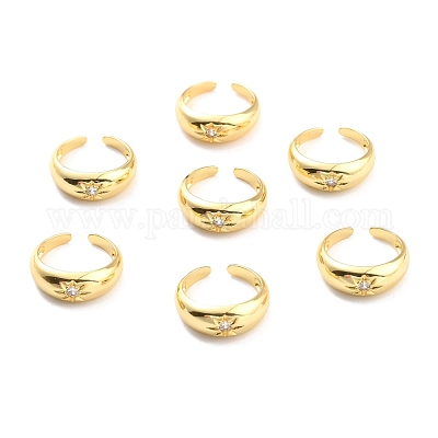 Прозрачное кольцо-кафф с открытым солнцем из кубического циркония для женщин RJEW-C018-14G-1