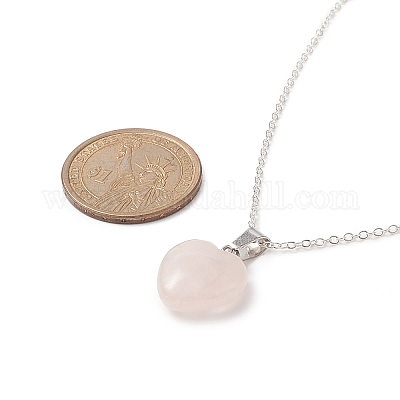 Колье с подвеской из натурального розового кварца NJEW-JN04239-07-1