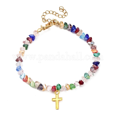 Браслеты из сплава с подвесками в виде креста BJEW-JB12323-01-1