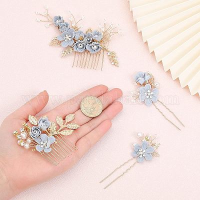 Набор расчесок и вилок для волос со стразами для новобрачных&nbsp;PHAR-WH0015-06G-1