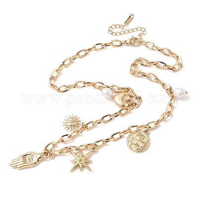 Женские нагрудные ожерелья с подвеской в виде руки NJEW-B151-02G-1