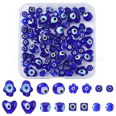 80шт 8 стиля бусины ручной работы лэмпворк «Сглаз» LAMP-FS0001-38B-1