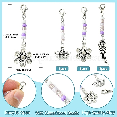 Украшения из сплава цветов/короны/крыльев и стеклянные подвески HJEW-YW00005-1