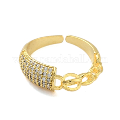 Открытые манжеты с прозрачным фианитом RJEW-L120-006G-1