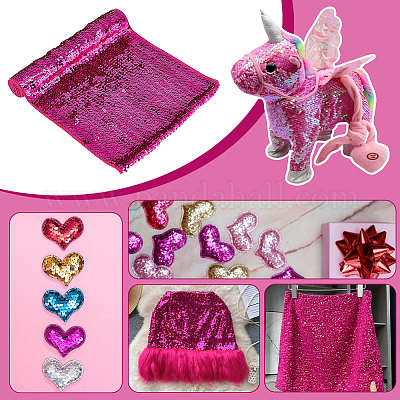 Двусторонняя ткань с блестками из полиэстера и домашних животных DIY-WH0453-78A-1