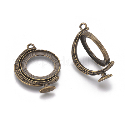 Сеттинги кулон кабошон с возможностью поворота сплава PALLOY-WH0067-01AB-1