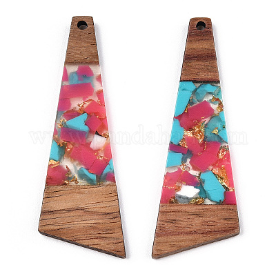 Большие подвески из прозрачной смолы и орехового дерева RESI-TAC0017-71-A04-1