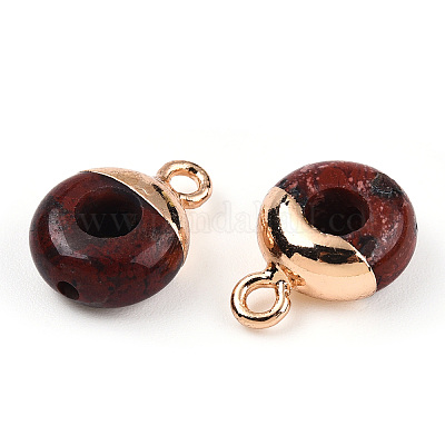 Плоские круглые подвески/пончики из натуральной красной радужной яшмы G-I347-01-1