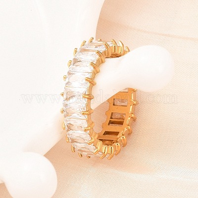 Кольца из нержавеющей стали 304 с микропаве из кубического циркония RJEW-D336-11G-1