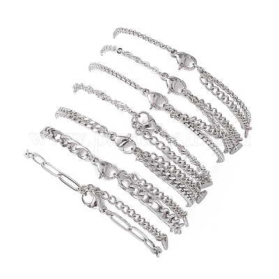 7 шт. 304 нержавеющая сталь цепей Фигаро BJEW-JB12773-1