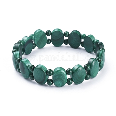 Натуральные малахитовые стрейч-браслеты G-D0018-04-1
